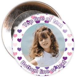Purple & Pink Heart Border Styled Photo Badge
