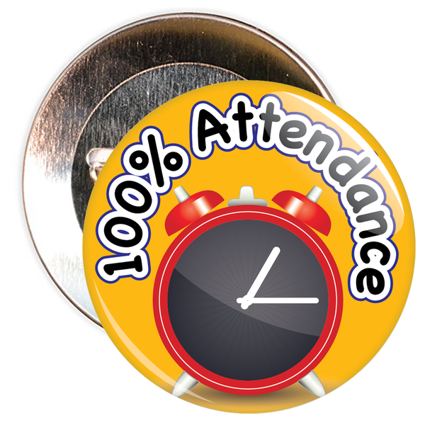 100% Attendance Badge with Orange Background