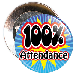 100% Attendance Badge with Blue Background