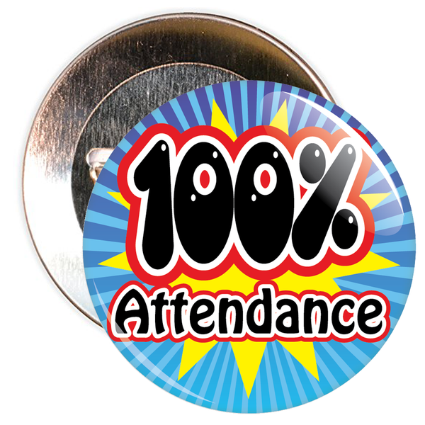 100% Attendance Badge with Blue Background