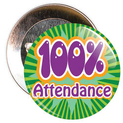 100% Attendance Badge with Green Background