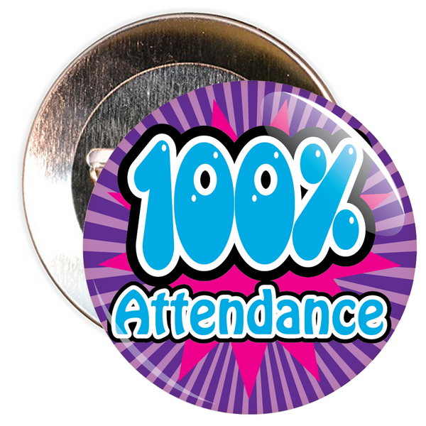 100% Attendance Badge with Purple Background