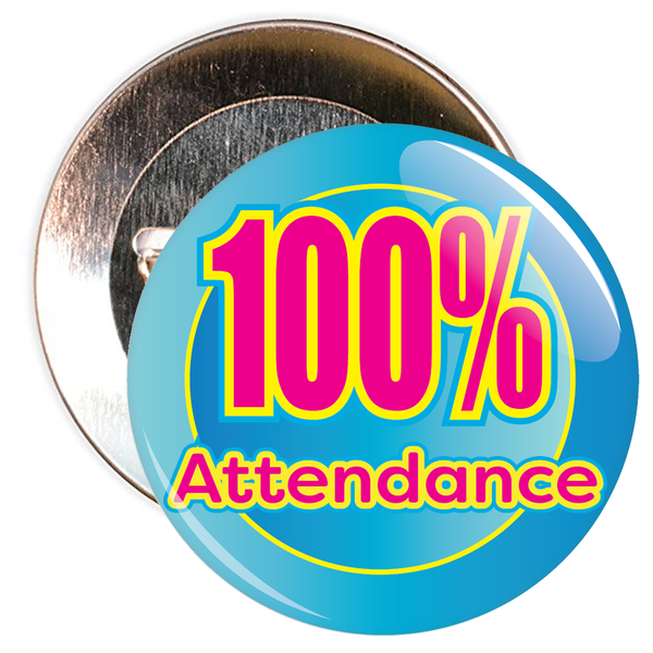 100% Attendance Badge with Blue Background