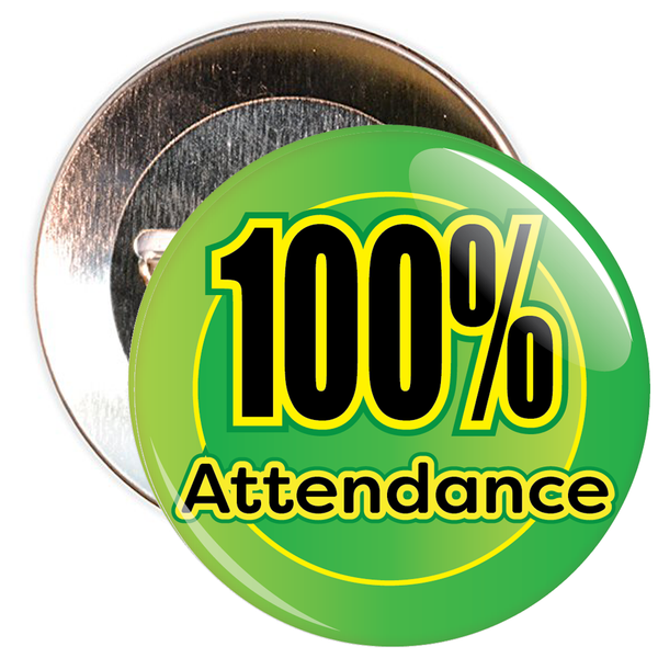 100% Attendance Badge with Green Background