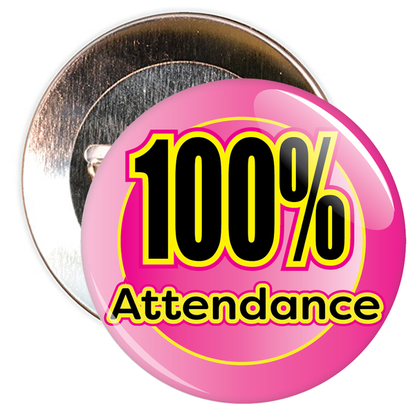 100% Attendance Badge with Pink Background