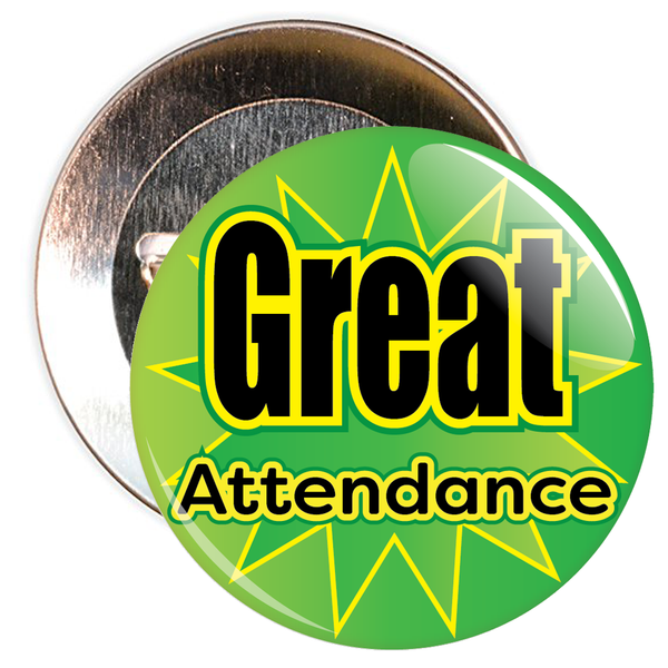 Great Attendance Badge with Green Star Background