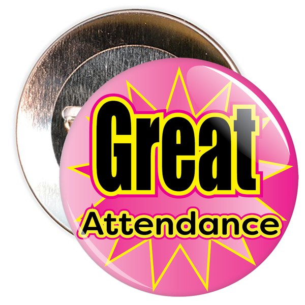 Great Attendance Badge with Pink Star Background