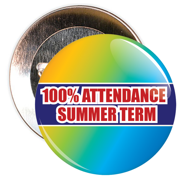 Colourful 100% Attendance Badge Summer Term