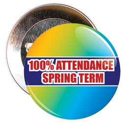 Colourful 100% Attendance Badge Spring Term