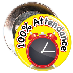 100% Attendance Badge with Yellow Background