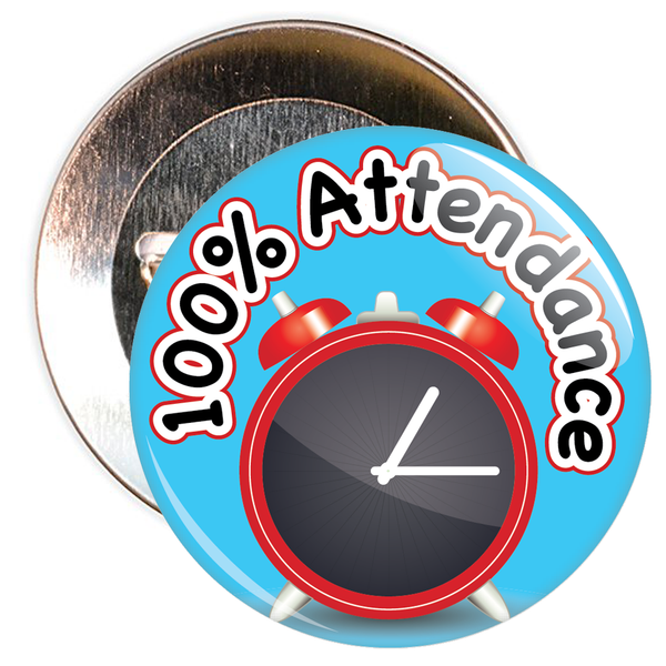 100% Attendance Badge with Blue Background