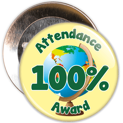 Attendance 100% Award Badge (yellow/green)