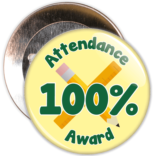 Attendance 100% Award Badge (yellow/green)