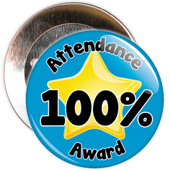 Attendance 100% Award Badge (blue)