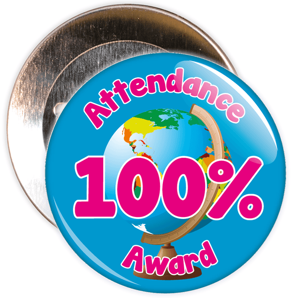 Attendance 100% Award Badge (blue/pink)