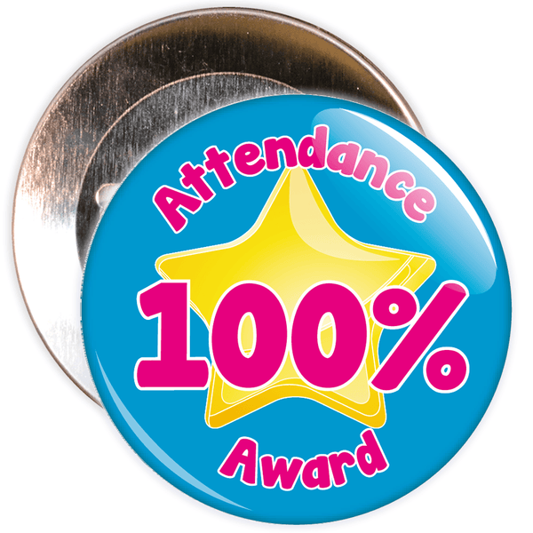 Attendance 100% Award Badge (blue/pink)