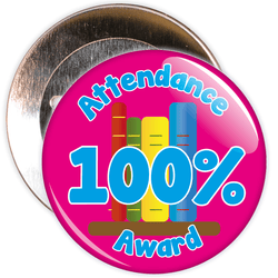 Attendance 100% Award Badge (pink/blue)