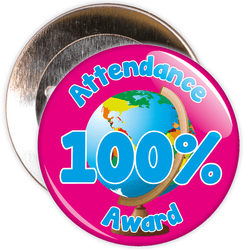 Attendance 100% Award Badge (pink/blue)