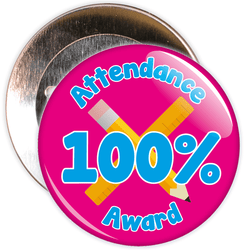 Attendance 100% Award Badge (pink/blue)
