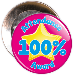 Attendance 100% Award Badge (pink/blue)