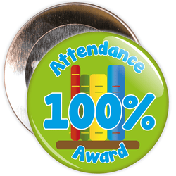 Attendance 100% Award Badge (green/blue)