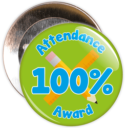 Attendance 100% Award Badge (green/blue)