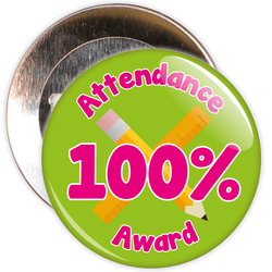 Attendance 100% Award Badge (green/pink)