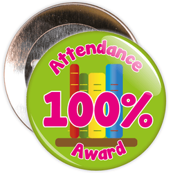 Attendance 100% Award Badge (green/pink)