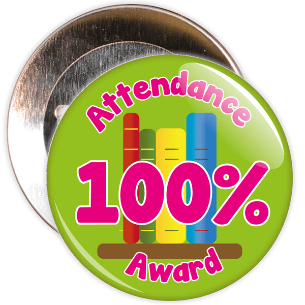 Attendance 100% Award Badge (green/pink)