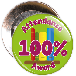Attendance 100% Award Badge (green/burgundy)