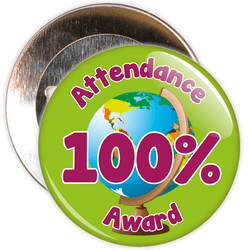 Attendance 100% Award Badge (green/burgundy)
