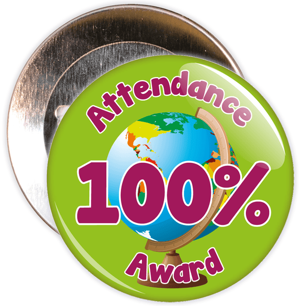Attendance 100% Award Badge (green/burgundy)