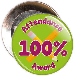 Attendance 100% Award Badge (green/burgundy)