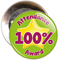 Attendance 100% Award Badge (green/burgundy)
