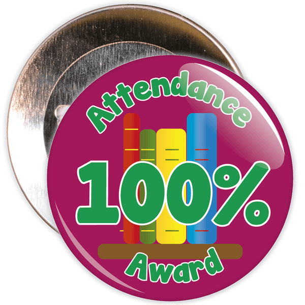 Attendance 100% Award Badge (burgundy/green)