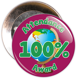 Attendance 100% Award Badge (burgundy/green)