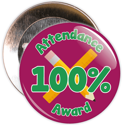 Attendance 100% Award Badge (burgundy/green)