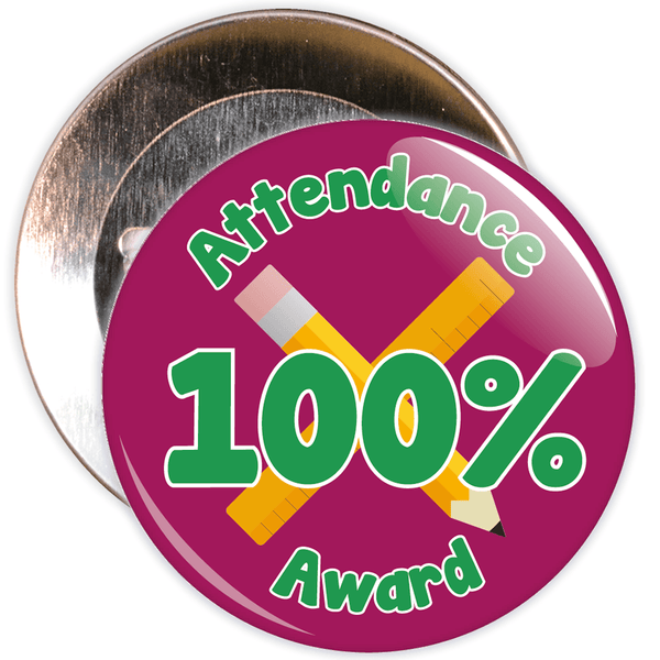 Attendance 100% Award Badge (burgundy/green)