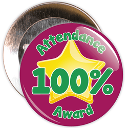 Attendance 100% Award Badge (burgundy/green)