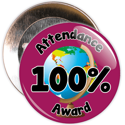 Attendance 100% Award Badge (burgundy/black)