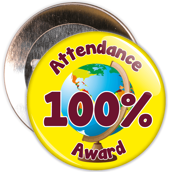 Attendance 100% Award Badge (yellow/burgundy)