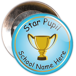 Star Pupil Badge with Custom School Name (blue)