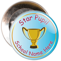 Star Pupil Badge with Custom School Name (blue)