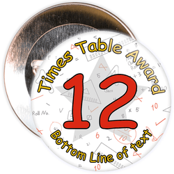 Customisable Maths 12 Times Table Award School Badge