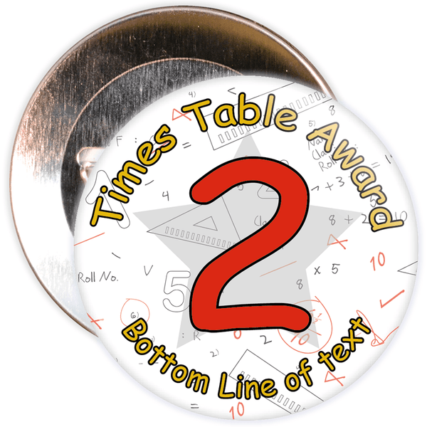 Customisable Maths 2 Times Table Award School Badge