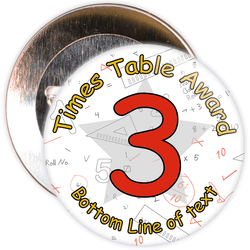 Customisable Maths 3 Times Table Award School Badge