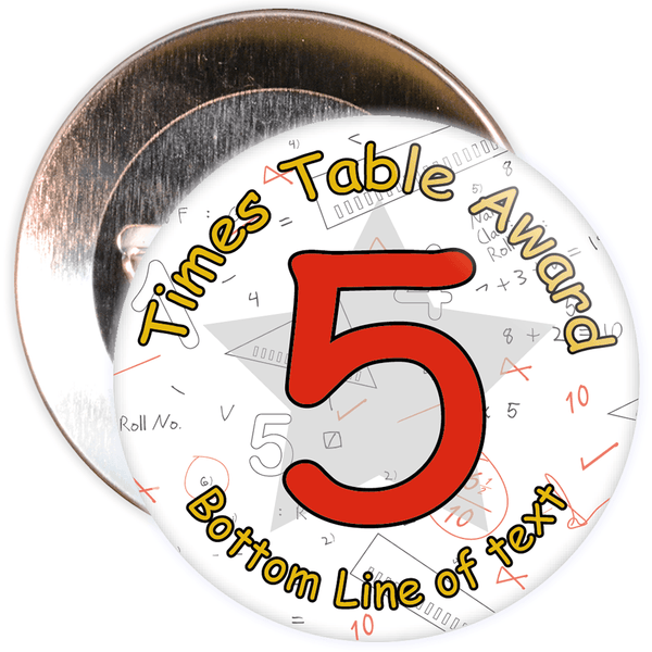 Customisable Maths 5 Times Table Award School Badge