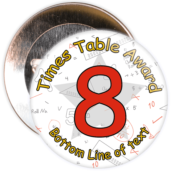 Customisable Maths 8 Times Table Award School Badge