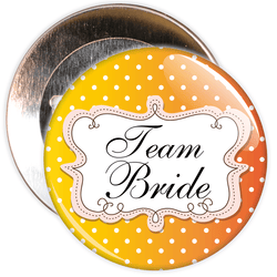 Orange Polka Dot Style Team Bride Hen Night Badge