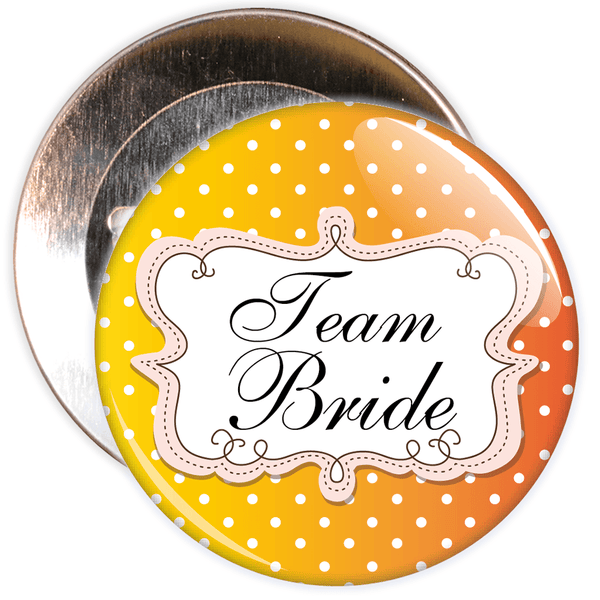 Orange Polka Dot Style Team Bride Hen Night Badge